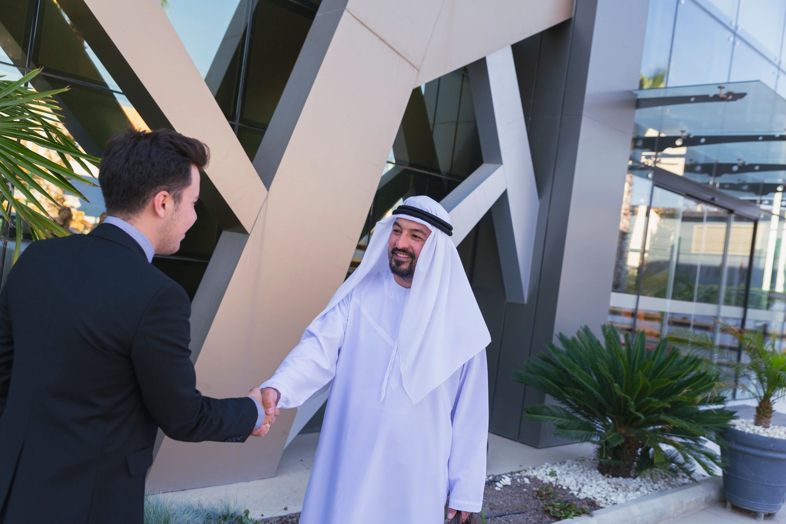 Real estate consultation and handshake in Dubai